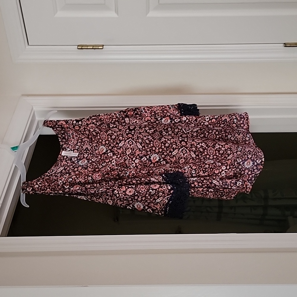 Off the shoulder navy and coral floral top size xl